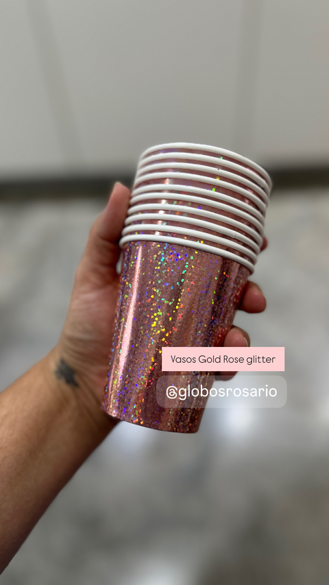 Vasos polipapel Glitter x 10 unidades
