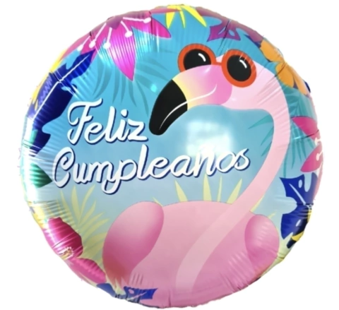 Globo metalizado flamenco Feliz Cumpleaños 18"