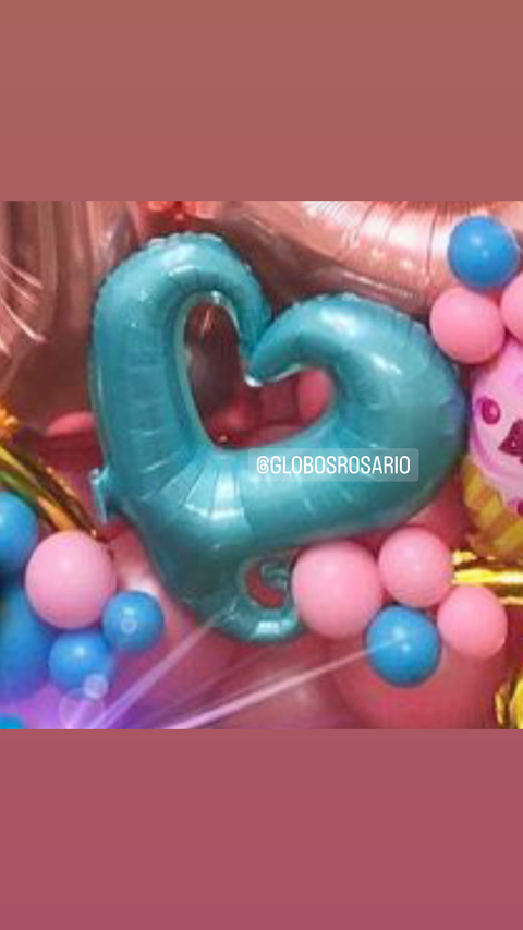 Globo Corazón calado 18" turquesa