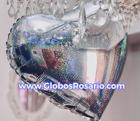 Globo metalizado Corazón Glitter plateada 18"