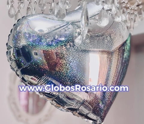 Globo metalizado Corazón Glitter plateada 18"