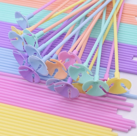 Palito porta globos Surtido PASTEL x 10 unidades 40cm