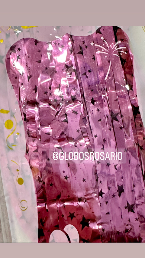 Cortina Rosa Gold metalizada con estrellas x unidad