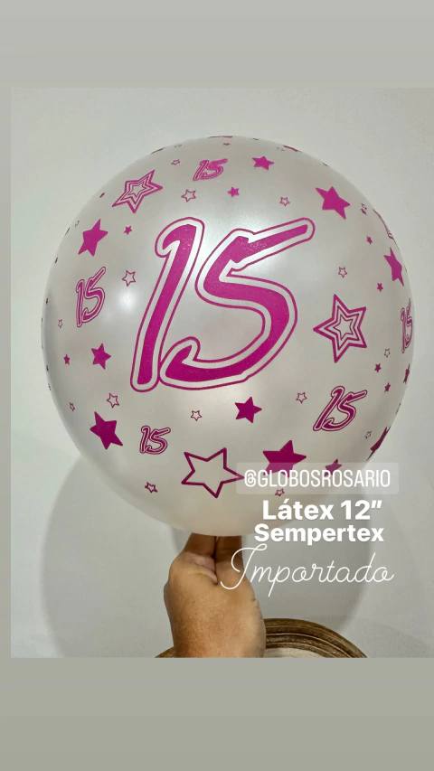 Globo Latex Blanco Satinado mis 15 en 12" Sempertex