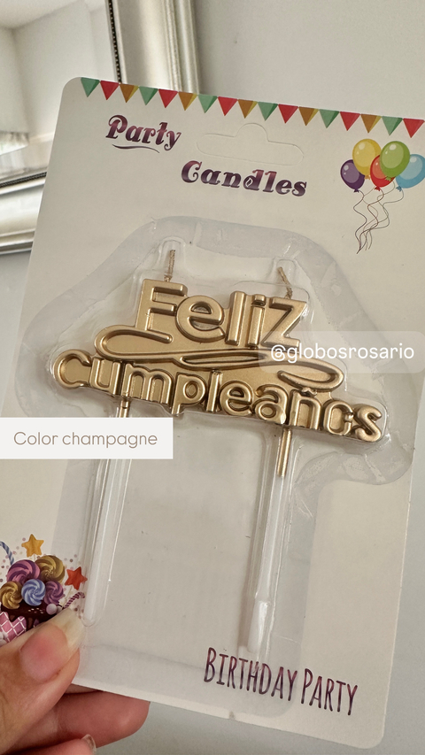 Velita Feliz cumpleaños color champagne