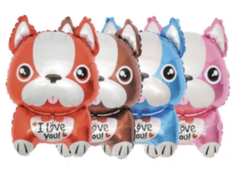 Globo metalizado perro bulldog francés I Love you ! 18"