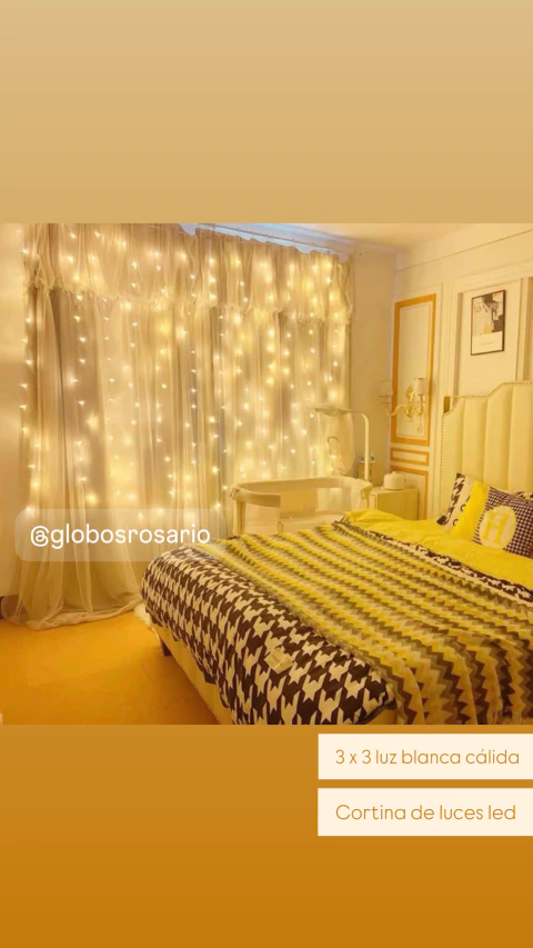 Cortina de Luz micro led 3 x 3 metros luz blanca cálida
