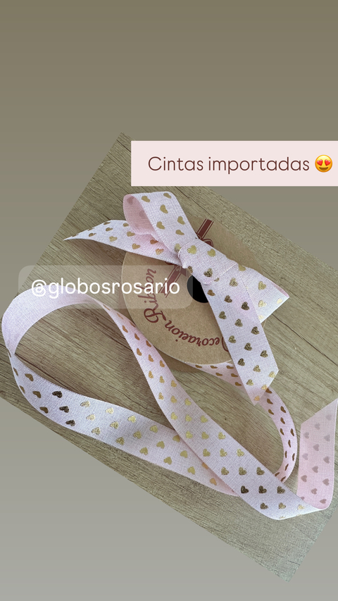Cinta decorativa importada con detalles en metalizados x metro