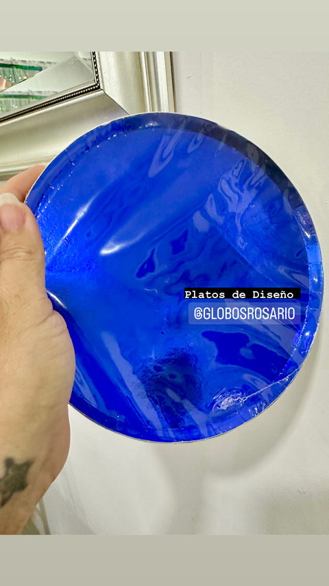 Platos metalizados Azul x 10 unidades