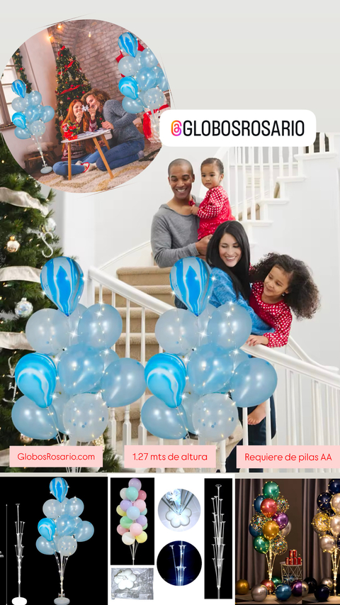 Base para 19 globos altura 1.27 con luz requiere pilas AA