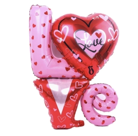 Globo metalizado Love color rosa y rojo 87cm