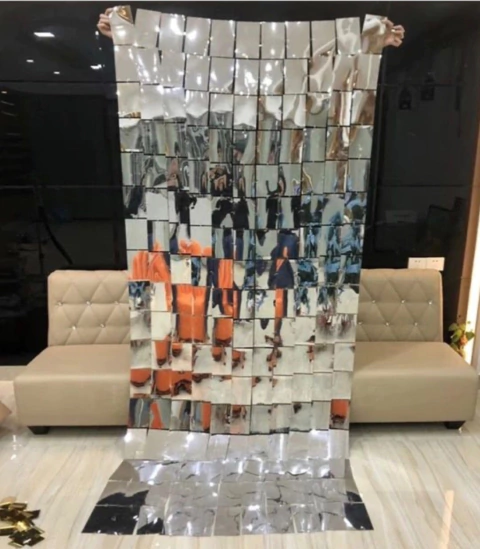 Cortina Plateada Cuadrada Shimmer