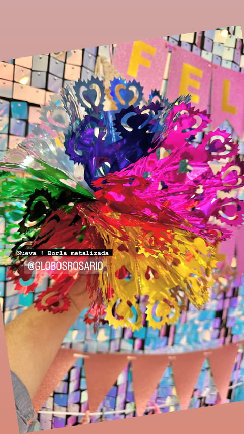Borla metalizada colores para colgar 30 cm alto