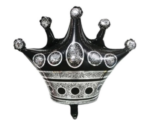 Globo metalizado Corona Black & Silver 60 cm