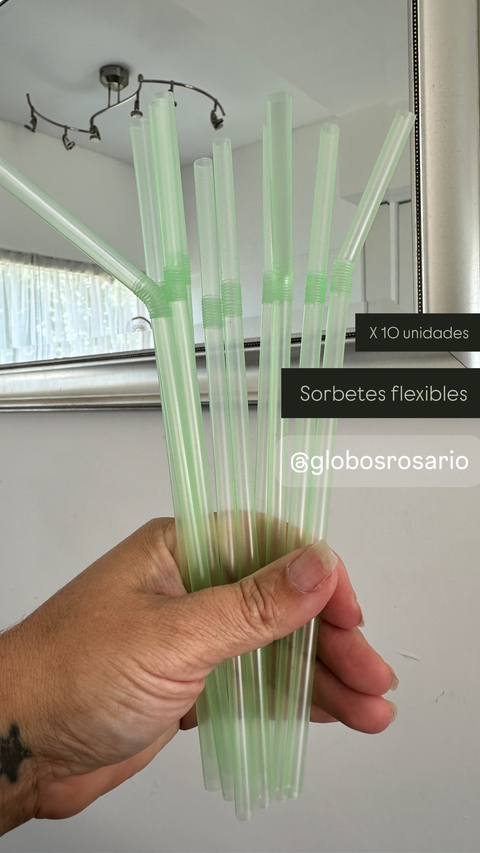 Sorbetes plasticos con fuelle flexible x 10unidades