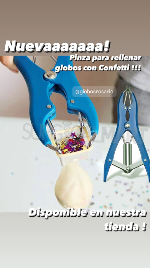 Pinza azul para rellenar globos con Confetti x unidad