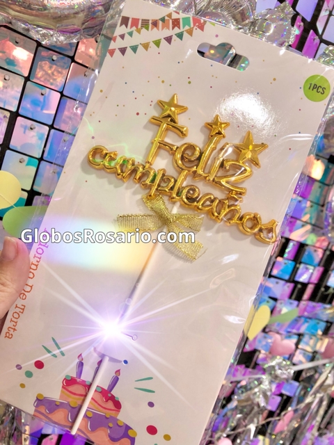 Topper para pastel color dorado