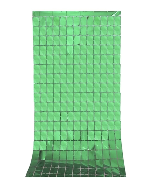 Cortina metalizada Shimmer Wall verde 2 de largo x 1 ancho