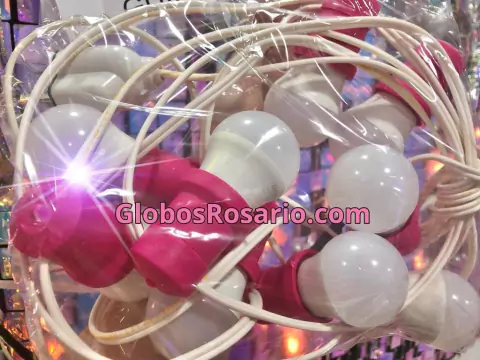 Guirnalda de luces LED estilo Kermese 5 metros (porta lámpara fucsia)