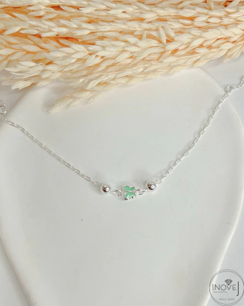 Pulseira borboleta com 2 bolas - verde claro - comprar online