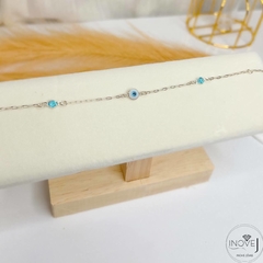 Pulseira olho grego com zircônia azul