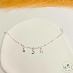 Pulseira infantil 2 estrelas e 1 lua
