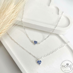 Conjunto: Tornozeleira + Pulseira coração olho grego