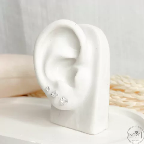 Trio de brincos - ponto de luz coração