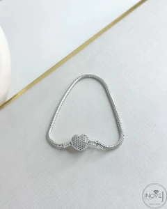 Pulseira Pand. coração cravejado