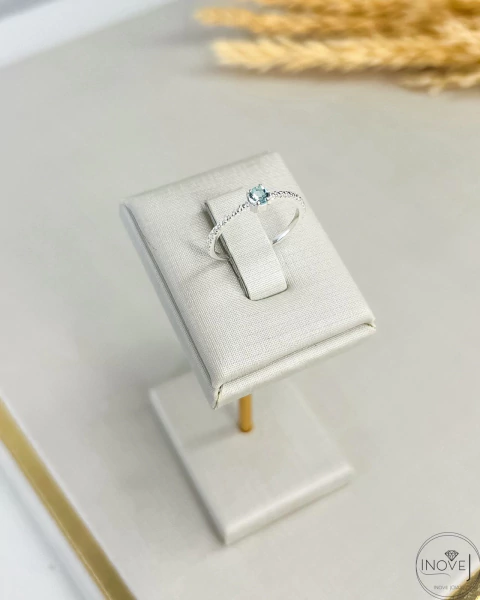 Anel pedra azul bebê