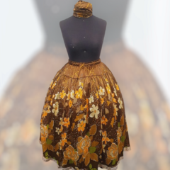 Conjunto Umbanda Candomblé Saia e Pano de cabeça marrom