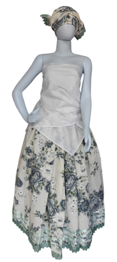 Conjunto 3 peças umbanda candomblé azul e branco