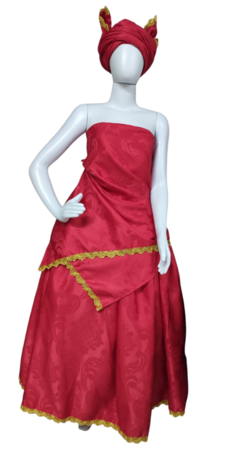 Conjunto 3 peças umbanda candomblé Pombagira vermelho e dourado