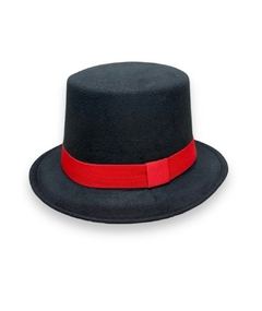 Cartola de veludo de Exu com detalhe vermelho