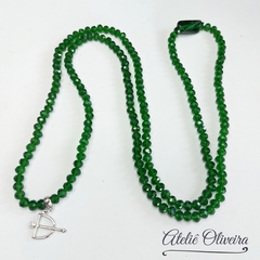 Guia de Oxossi em cristais verde - Ateliê Oliveira Guias