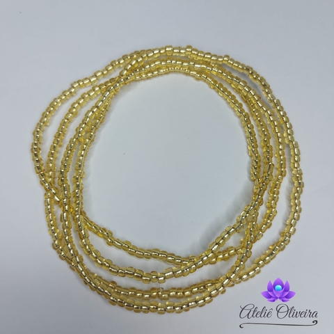 Guia em missangas/miçangas Dourado Transparente