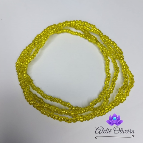 Guia em missangas/miçangas Amarelo Transparente