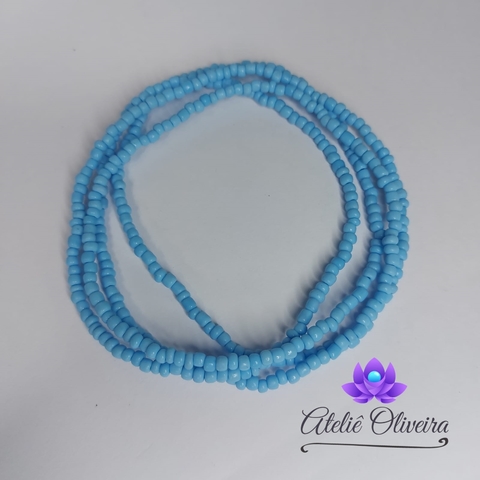 Guia em missangas/miçangas Azul claro Leitoso