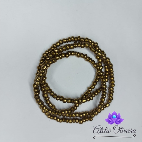 Guia em missangas/miçangas Dourado Metalizado