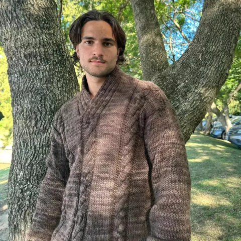 Sweater Carpincho: prenda tejida a mano 100% en lana de oveja