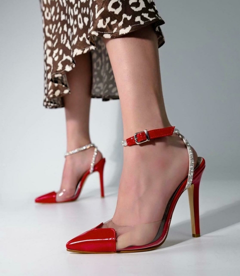 Cléo - Scarpin Coração com Strass Salto Fino - comprar online