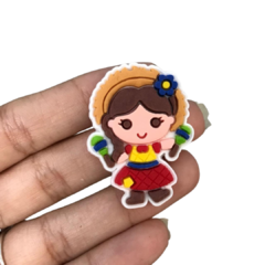 APLIQUE MENINA CAIPIRA SAIA VERMELHA EMBORRACHADO - 1 UNIDADE - comprar online
