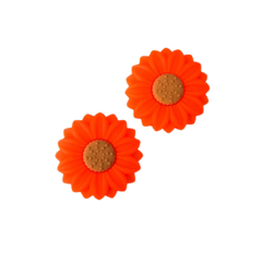 APLIQUE GIRASSOL LARANJA NEON EMBORRACHADO - 1 UNIDADE