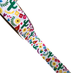 FITA GORGURÃO YAMA ESTAMPADA JUNINA CACTOS 38MM - 2 METROS