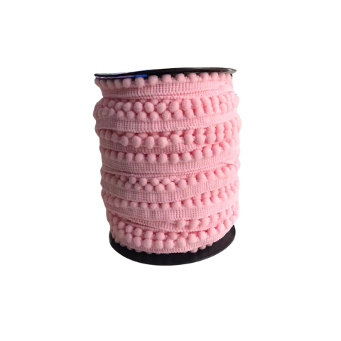 FITA DE POMPOM ROSA BB - 1 METRO
