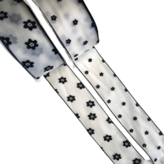 FITA ORGANZA COM FLORES (38MM) - 1 METROS