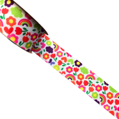 FITA SINIMBU ESTAMPADA FLORES E ARCO ÍRIS (38MM) - comprar online