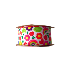 FITA SINIMBU ESTAMPADA FLORES E ARCO ÍRIS (38MM)