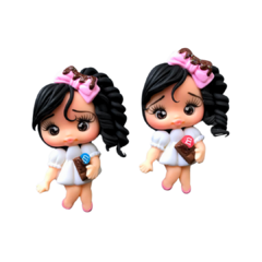 APLIQUE BISCUIT BONECA VESTIDO BRANCO/CHOCOLATE - 1 UNIDADE - comprar online