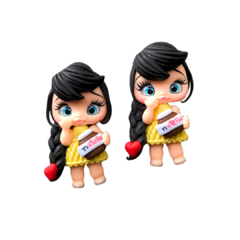 APLIQUE BISCUIT BONECA VESTIDO AMARELO/NUTELLA - 1 UNIDADE - comprar online